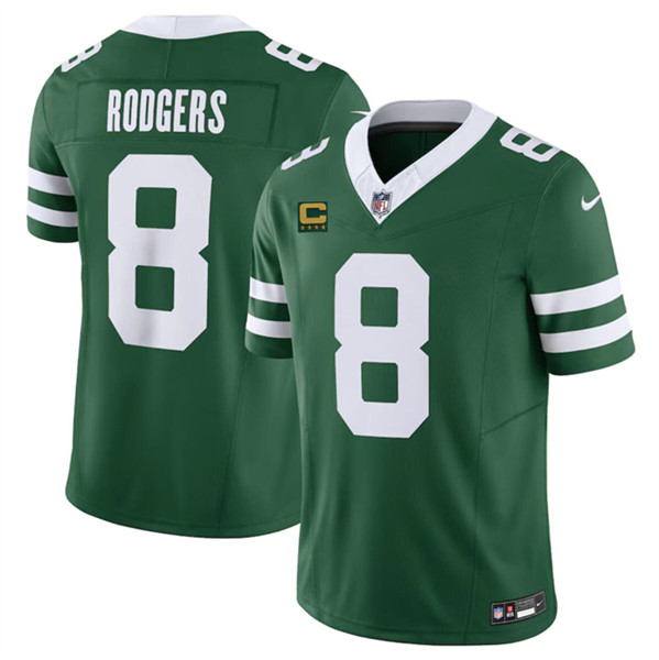 New York Jets #8 Aaron Rodgers Green 2024 F.U.S.E. With 4-Star C Patch Vapor Limited Stitched Jersey - Zenithce
