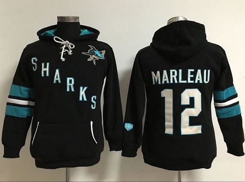 San Jose Sharks #12 Patrick Marleaui Black Women's Old Time Heidi Hoodie NHL Hoodie - Zenithce