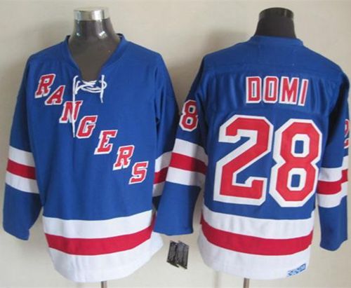 Rangers #28 Tie Domi Light Blue CCM Throwback Stitched Jersey - Zenithce