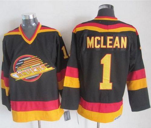 Canucks #1 Kirk Mclean Black Gold CCM Throwback Stitched Jersey - Zenithce