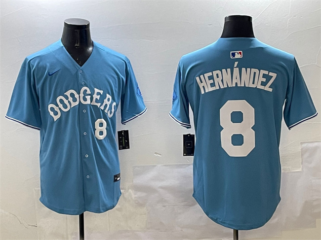 Los Angeles Dodgers #8 Enrique Hernández Light Blue Limited Stitched Jersey - Zenithce