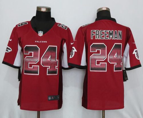 Falcons #24 Devonta Freeman Red Team Color Stitched Limited Strobe Nike Jersey - Zenithce