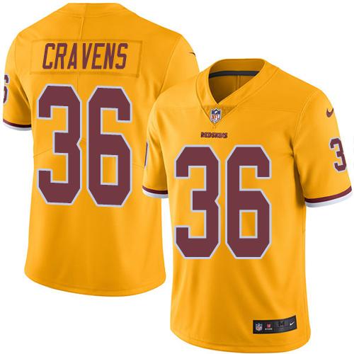 Redskins #36 Su'a Cravens Gold Stitched Limited Rush Nike Jersey - Zenithce
