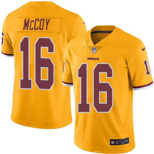 Redskins #16 Colt McCoy Gold Stitched Limited Rush Nike Jersey - Zenithce