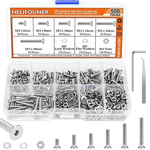 HELIFOUNER 600 Pieces 9 Sizes 304 Stainless Steel Flat Washers Assortment Kit - Zenithce