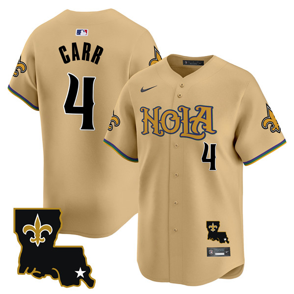 New Orleans Saints #4 Derek Carr Gold Cool Base Stitched Jersey - Zenithce