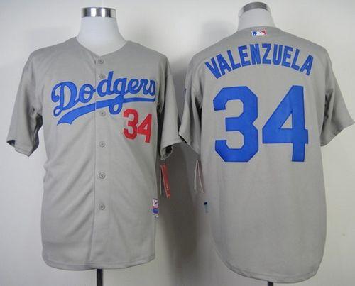 Dodgers #34 Fernando Valenzuela Stitched Grey Cool Base Jersey - Zenithce