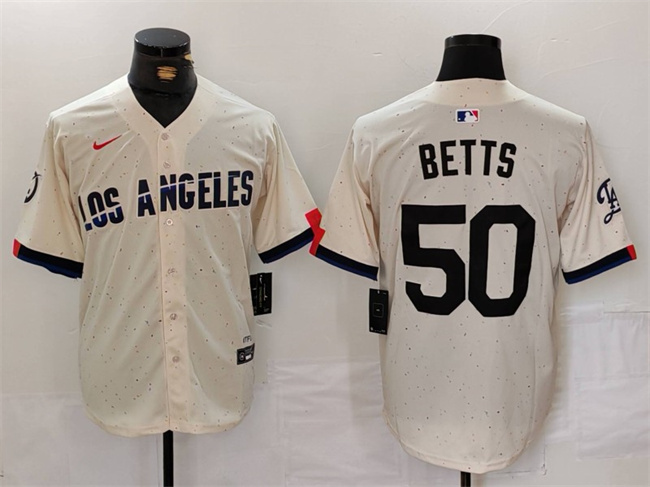 Los Angeles Dodgers #50 Mookie Betts Cream Stitched Jersey - Zenithce