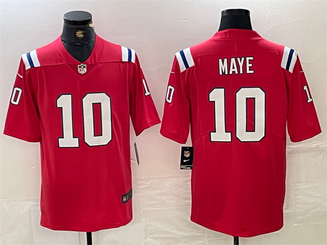 New England Patriots #10 Drake Maye Red 2024 Draft Vapor Limited Stitched Jersey - Zenithce