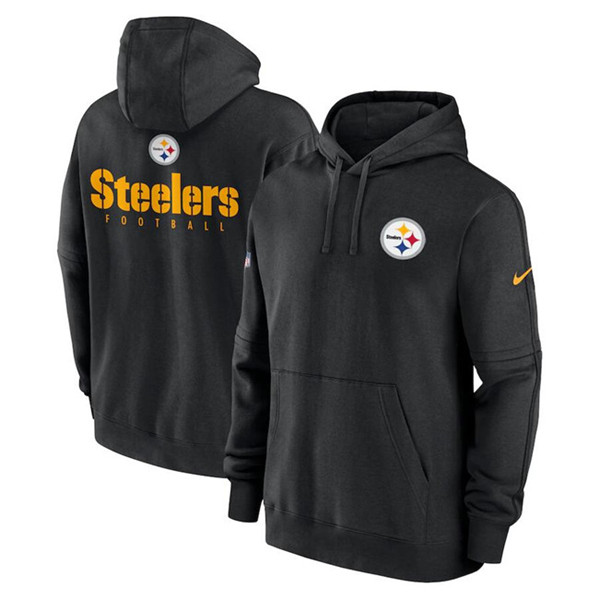 Pittsburgh Steelers Black Sideline Club Fleece Pullover Hoodie - Zenithce