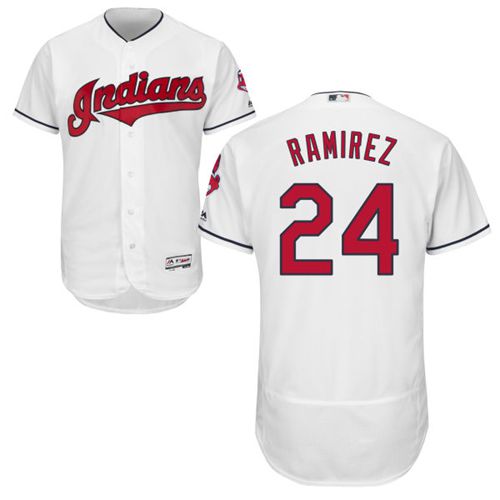 Indians #24 Manny Ramirez White Flexbase Authentic Collection Stitched Jersey - Zenithce