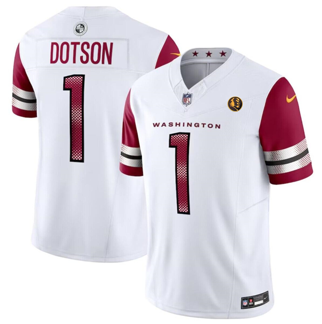 Washington Commanders #1 Jahan Dotson White 2023 F.U.S.E. With John Madden Patch Vapor Limited Stitched Jersey - Zenithce