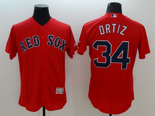 Red Sox #34 David Ortiz Red Flexbase Authentic Collection Stitched Jersey - Zenithce