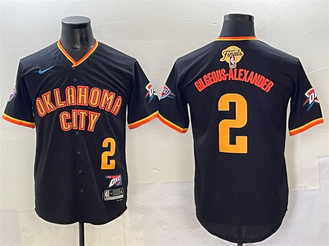 Oklahoma City Thunder #2 Shai Gilgeous-Alexander Black 2025 Finals Vapor Stitched Baseball Jersey - Zenithce
