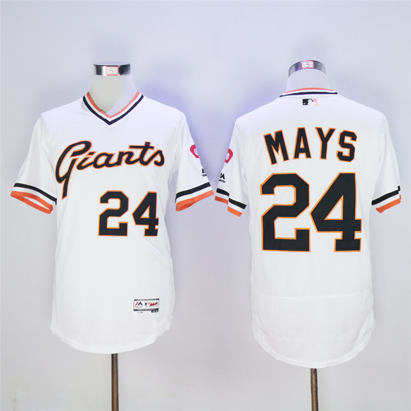 San Franciscoc Giants #24 Willie Mays White Throwback Flexbase Stitched Jersey - Zenithce