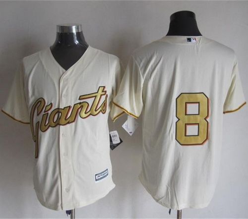 Giants #8 Hunter Pence Cream(Gold No.) New Cool Base Stitched Jersey - Zenithce