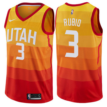 Utah Jazz #3 Ricky Rubio Orange Swingman City Edition Jersey - Zenithce