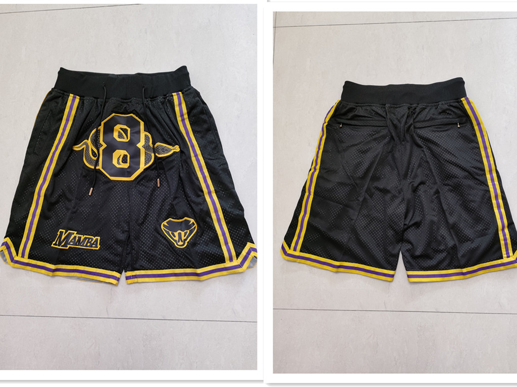 Los Angeles Lakers #8 Kobe Bryant Black Mamba Just Don Swingman Throwback Shorts - Zenithce