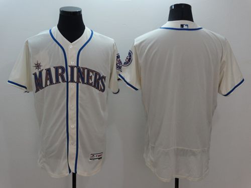 Mariners Blank Cream Flexbase Authentic Collection Stitched Jersey - Zenithce
