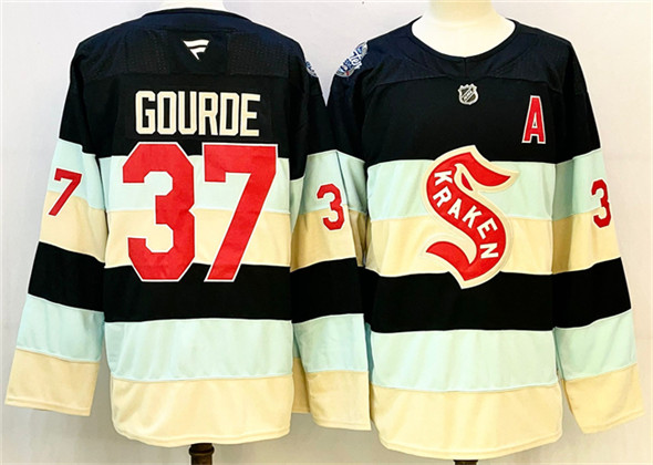 Seattle Kraken #37 Yanni Gourde Deep Sea Blue Winter Classic With A Patch Stitched Jersey - Zenithce