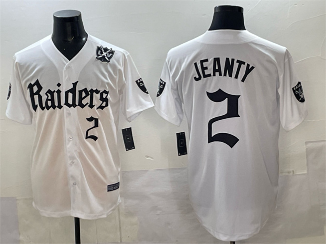 Las Vegas Raiders #2 Ashton Jeanty White 'Gothic Sin City Shadows Edition' With 65th Anniversary Patch Vapor Limited Stitched Jersey - Zenithce