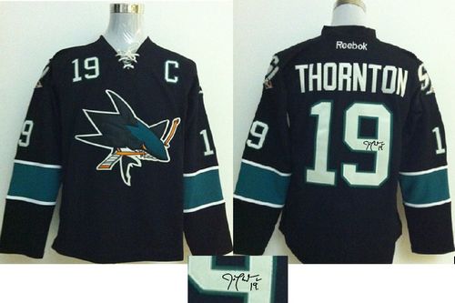 Sharks #19 Joe Thornton Black Autographed Stitched Jersey - Zenithce