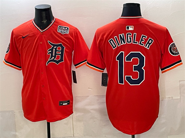 Detroit Tigers #13 Dillon Dingler Orange 2026 Alternate USA 250' Patch Vapor Premier Limited Stitched Jersey - Zenithce