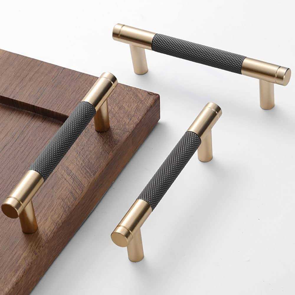 Westablize 24 Pack Bar Cabinet Pulls Gold and Grey Knurled Handles for Brushed Gold Drawer Pulls Cupboard - Zenithce