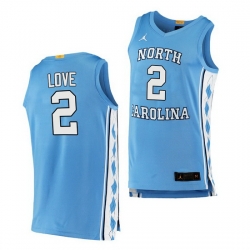 North Carolina Tar Heels #2 Caleb Love Blue Authentic Jersey - Zenithce