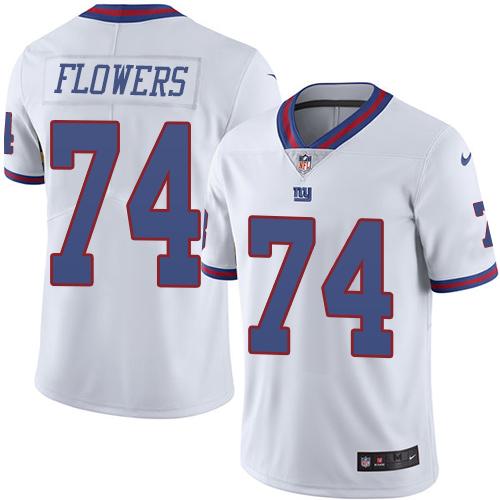Giants #74 Ereck Flowers White Stitched Limited Rush Nike Jersey - Zenithce
