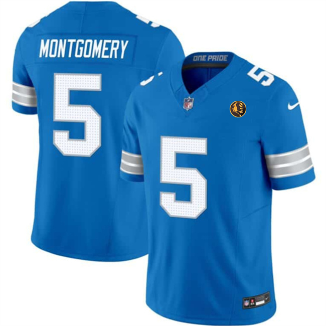 Detroit Lions #5 David Montgomery Blue 2024 F.U.S.E.With John Madden Patch Vapor Limited Stitched Jersey - Zenithce