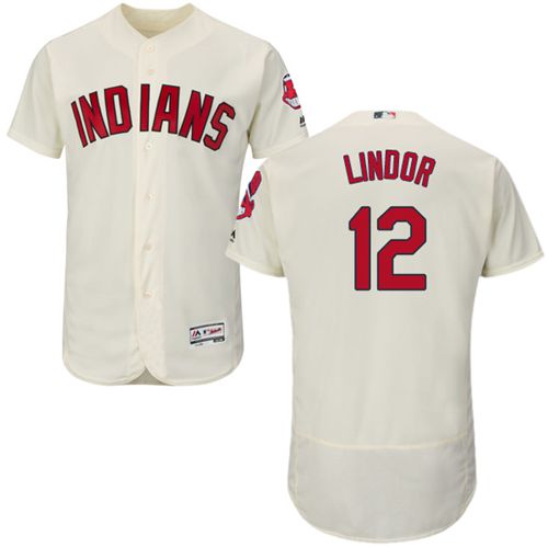 Indians #12 Francisco Lindor Cream Flexbase Authentic Collection Stitched Jersey - Zenithce