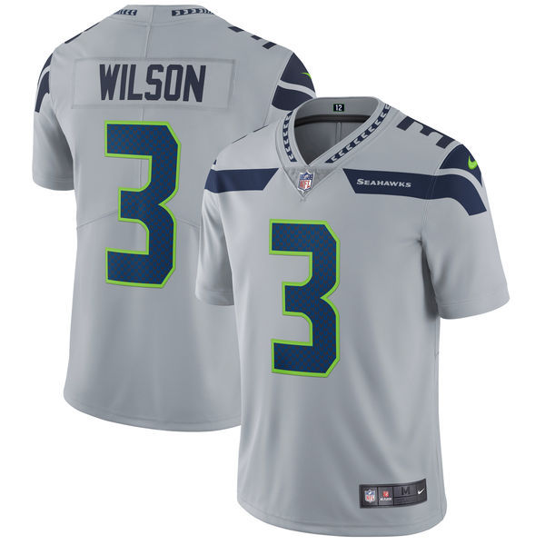 Seattle Seahawks #3 Russell Wilson Nike Gray Vapor Untouchable Limited Stitched Jersey - Zenithce