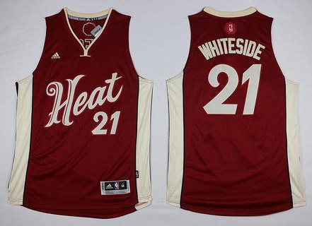 Miami Heat #21 Hassan Whiteside Revolution 30 Swingman 2015 Christmas Day Red Jersey - Zenithce