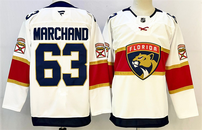 Florida Panthers #63 Brad Marchand White 2024-25 Home Stitched Jersey - Zenithce