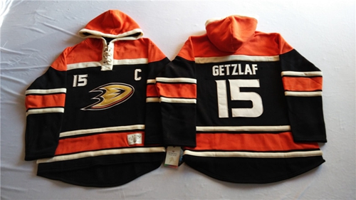 Ducks #15 Ryan Getzlaf Black Sawyer Hooded Sweatshirt Stitched Jersey - Zenithce