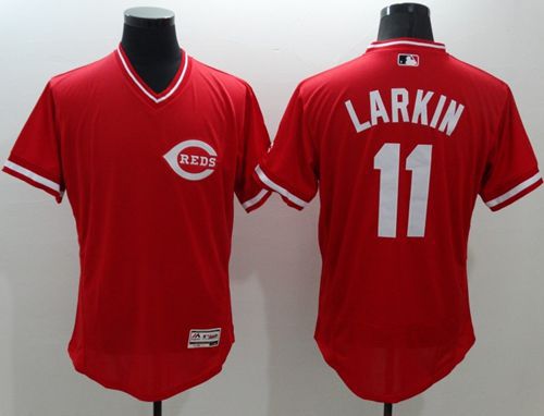 Reds #11 Barry Larkin Red Flexbase Authentic Collection Cooperstown Stitched Jersey - Zenithce