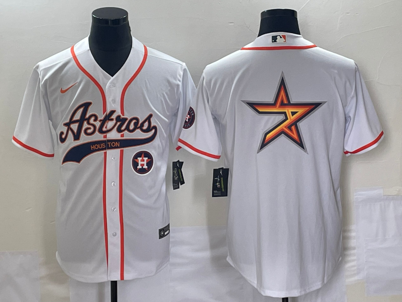 Houston Astros White Team Big Logo With Patch Cool Base Stitched Jersey - Zenithce