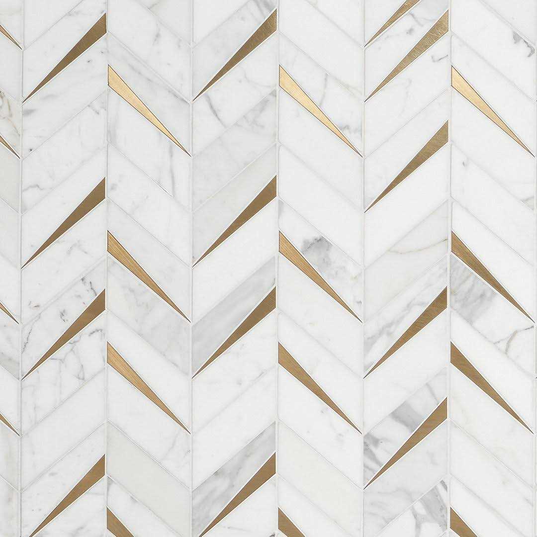Ivy Hill Tile Love Lane 13.3 in. x 10.82 in. Polished Marble and Brass Wall Mosaic Tile - Zenithce