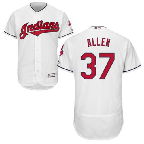 Indians #37 Cody Allen White Flexbase Authentic Collection Stitched Jersey - Zenithce