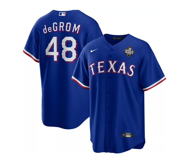 Texas Rangers #48 Jacob DeGrom Royal 2023 World Series Cool Base Stitched Jersey - Zenithce