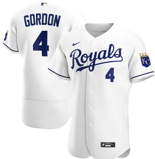 Kansas City Royals White #4 Alex Gordon Flex Base Stitched Jersey - Zenithce