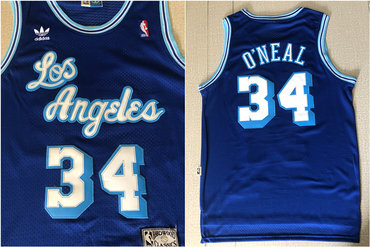 Lakers 34 Shaquille O'Neal Blue Hardwood Classics Mesh Jersey - Zenithce