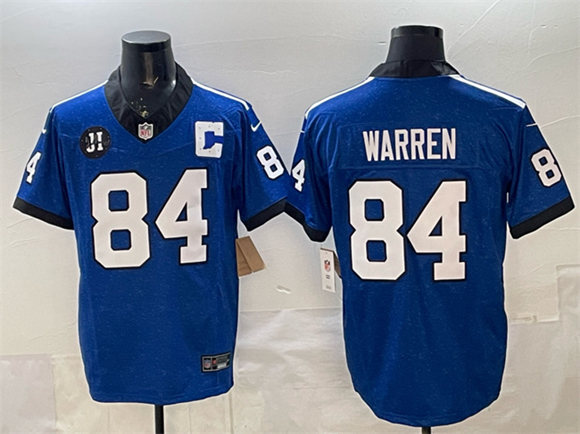 Indianapolis Colts #84 Tyler Warren Blue 2025 F.U.S.E. Jim Irsay Patch Throwback Vapor Limited Stitched Jersey - Zenithce