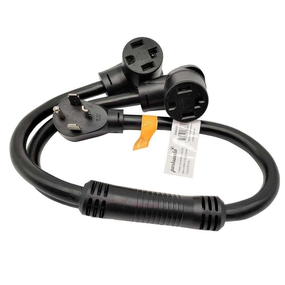 Parkworld 3 ft. 10/4 4-Wire Dryer 30 Amp 4-Prong Y Adapter Cord NEMA 14-30P Plug to 14-30R Receptacle - Zenithce