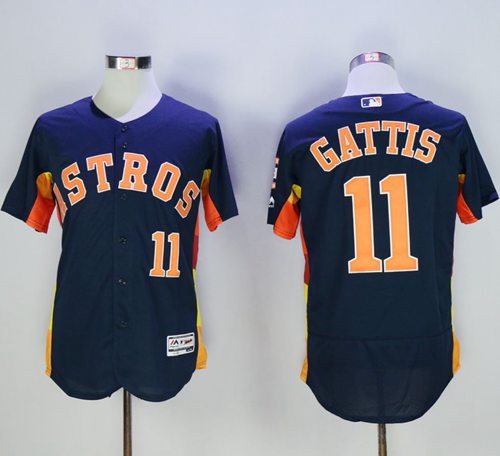 Astros #11 Evan Gattis Navy Blue Flexbase Authentic Collection Stitched Jersey - Zenithce