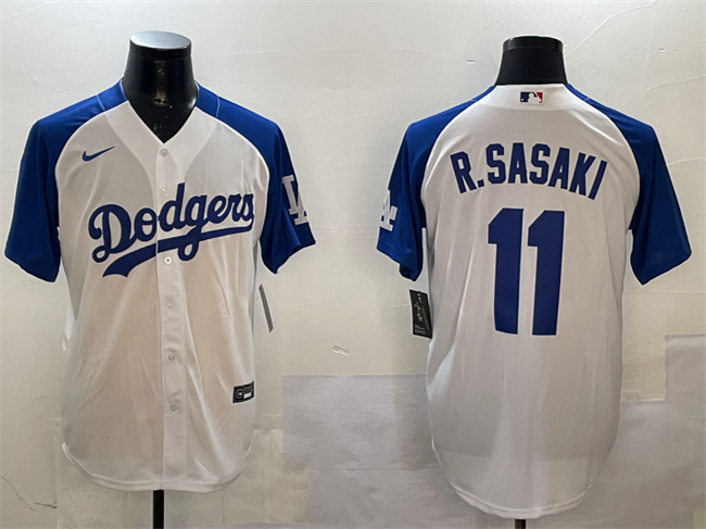 Los Angeles Dodgers #11 Roki Sasaki White Blue Cool Base Stitched Jersey - Zenithce
