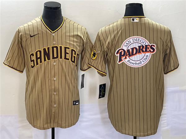 San Diego Padres Tan Team Big Logo Cool Base Stitched Jersey - Zenithce