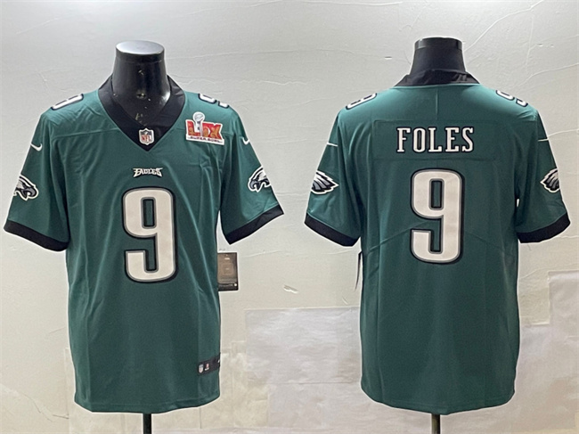 Philadelphia Eagles #9 Nick Foles Green 2025 Super Bowl LIX Patch Vapor Untouchable Limited Stitched Jersey - Zenithce
