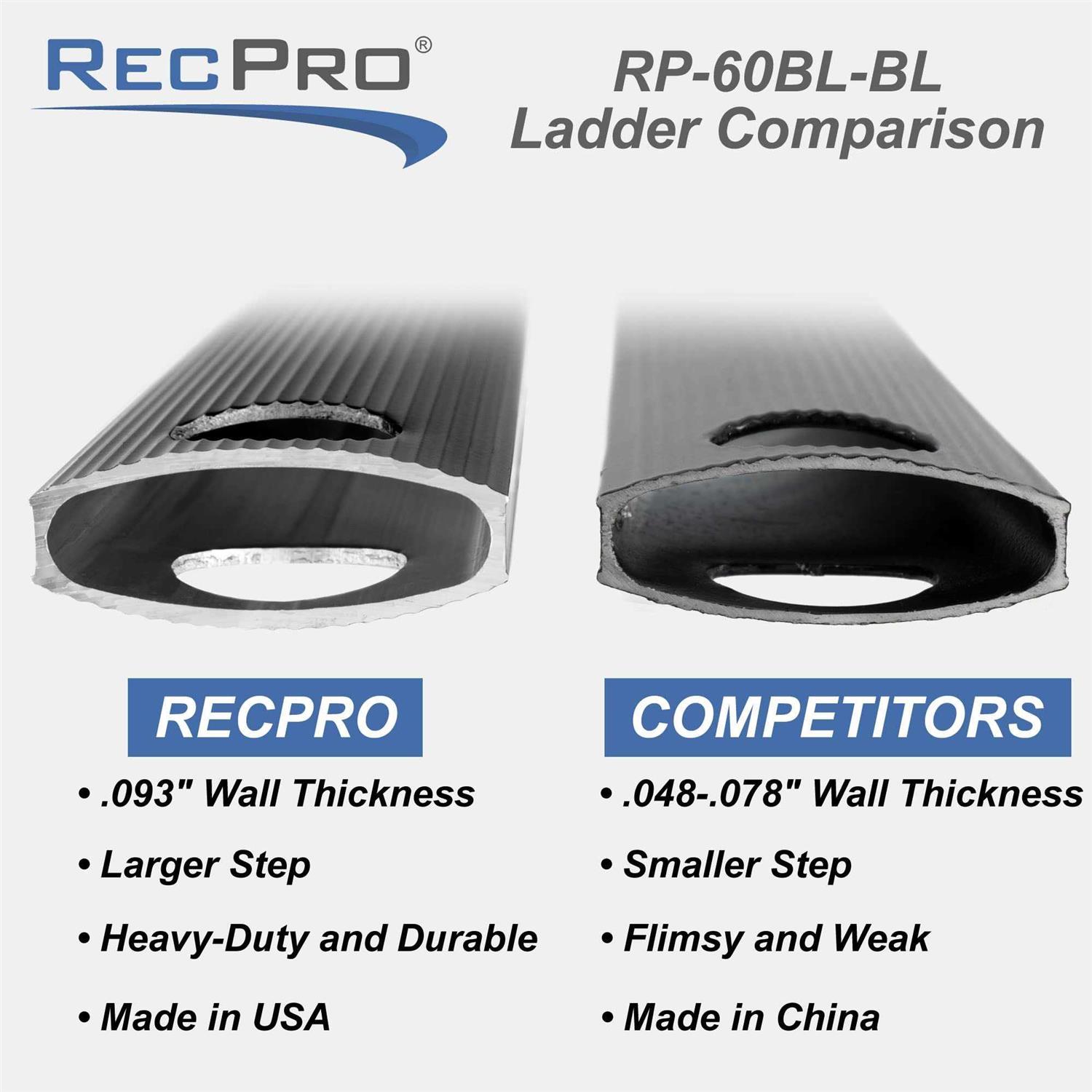 RecPro RV Bunk Ladder 60 Black or Silver Color Options - Zenithce